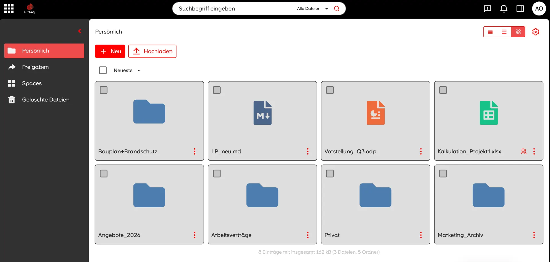 Screenshot: File management & permissions