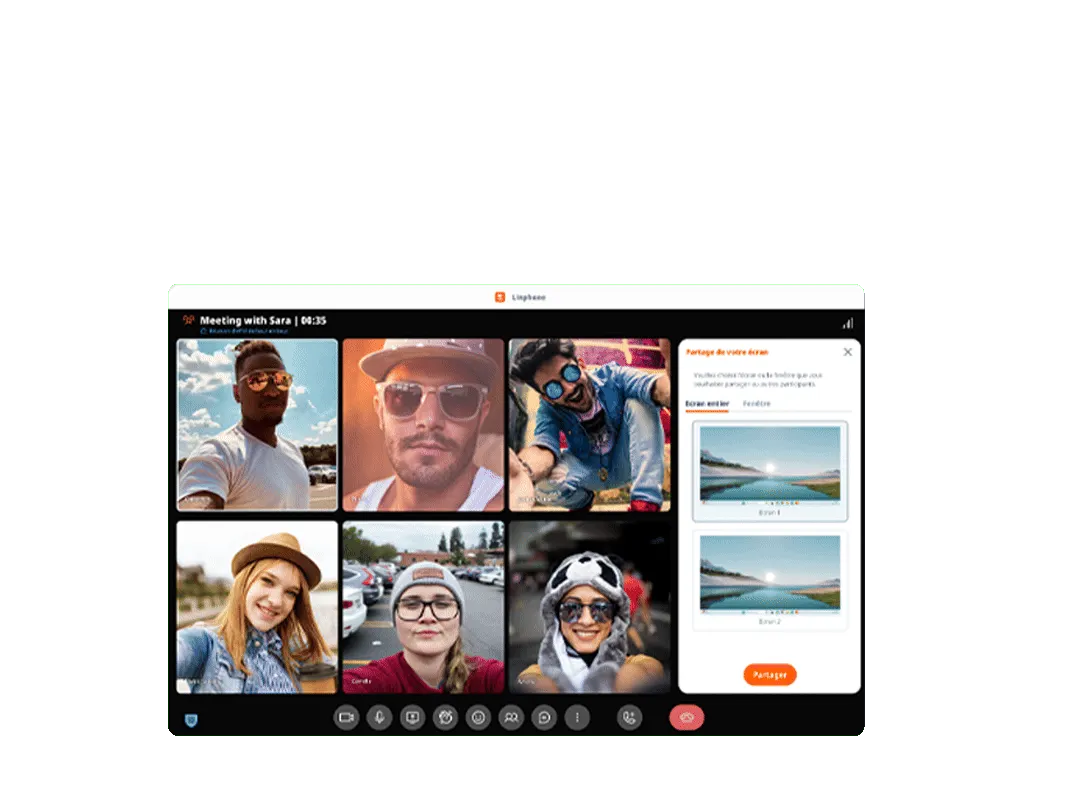 Desktop — Video conference with screen sharing